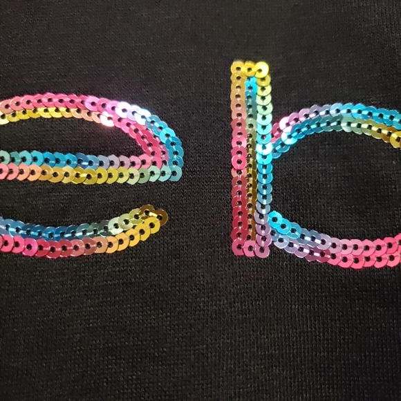 Bebe Sport Rainbow Iridescent Sequin Logo Black Hoodie - Picture 7 of 15